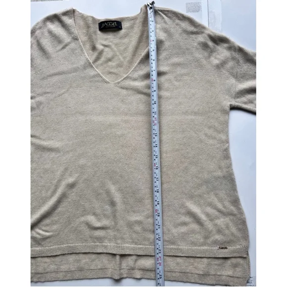 Aggel cashmere blend Knitwear Beige V-Neck Sweater Size S - Picture 7 of 8